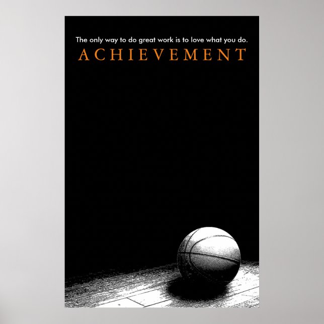 Poster Noir Blanc Réalisation Motivation Basketball (Devant)