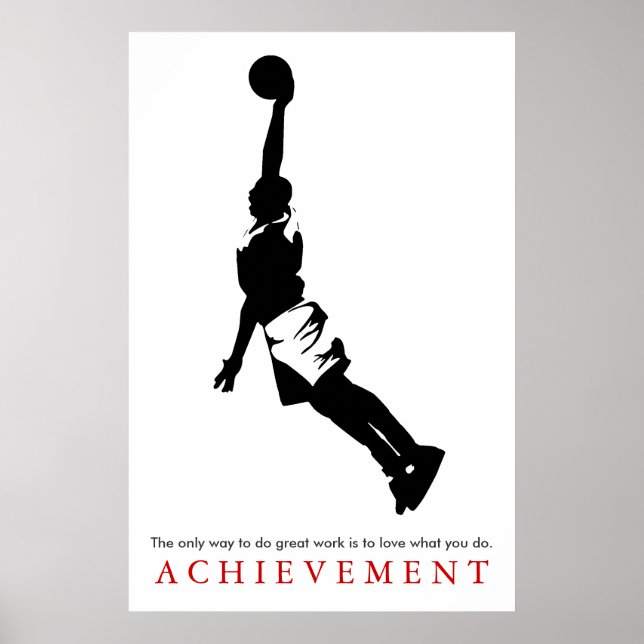 Poster Noir Blanc Réalisation Motivation Basketball (Devant)