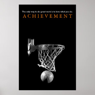 Poster Noir Blanc Réalisation Motivation Basketball