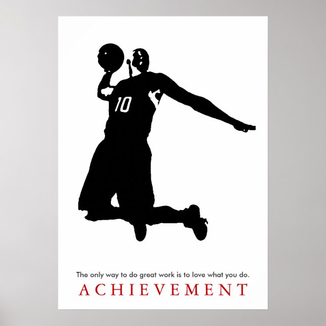 Poster Noir Blanc Réalisation Motivation Basketball (Devant)