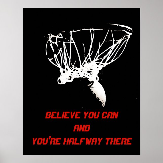 Poster noir blanc rouge Pop Art Basketball (Devant)