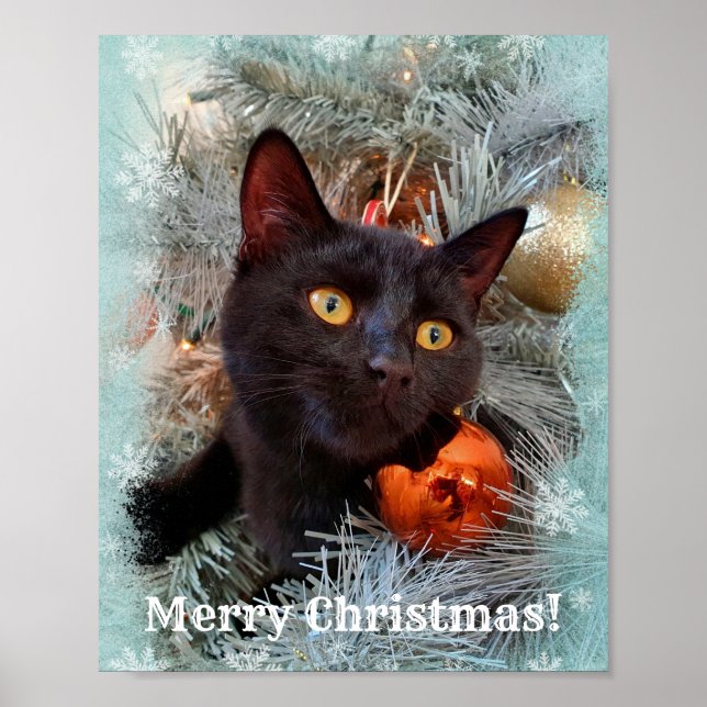 Poster Noir Chat Joyeux Noël (Devant)
