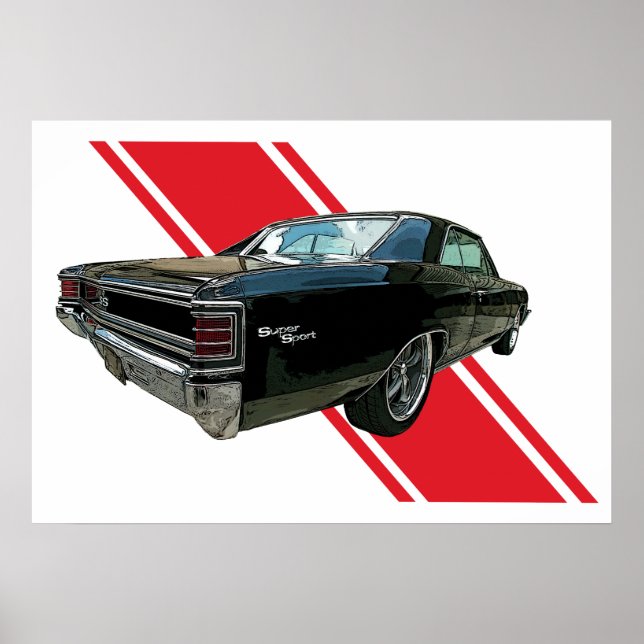 Poster noir Chevelle SS 1967 (Devant)