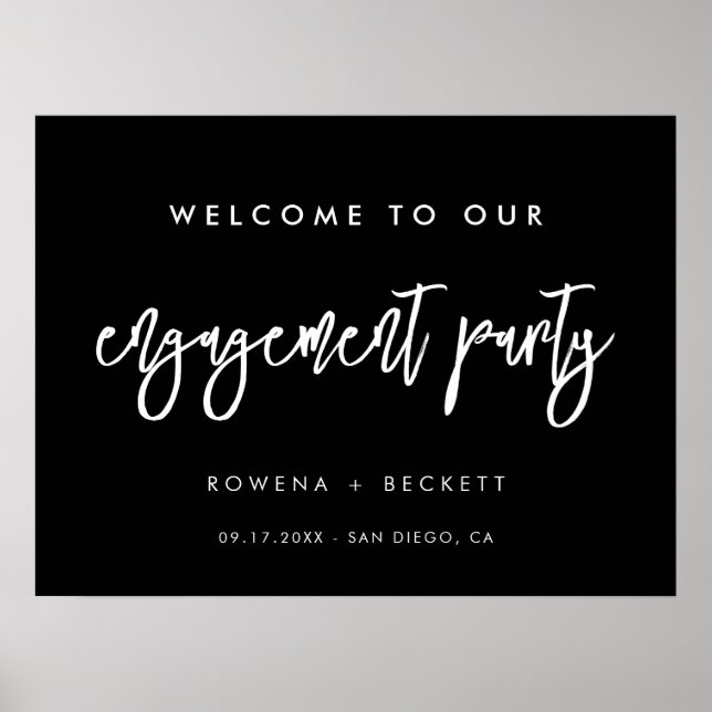 Poster Noir contemporain Accueil de la fête d'engagement (Devant)