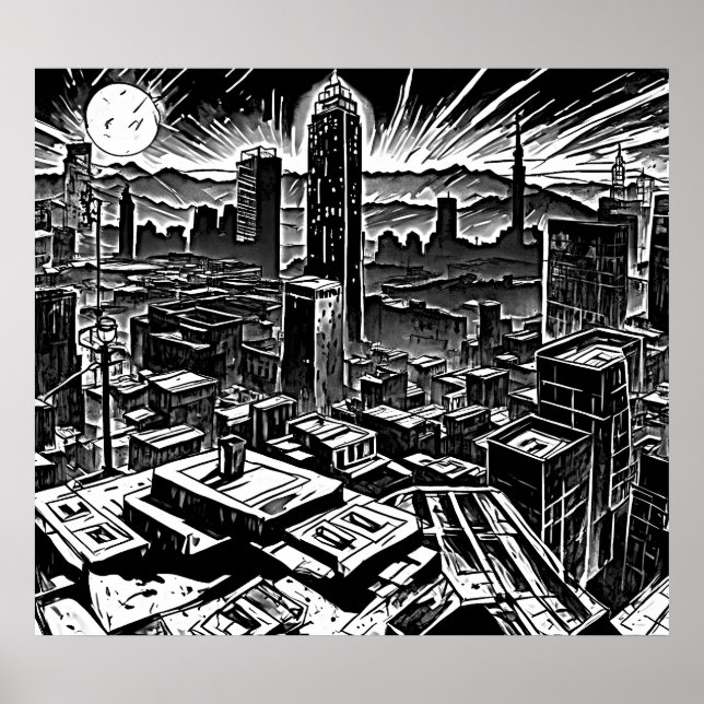 Poster noir cool Sin City Ink - Vibe comique rétro (Devant)