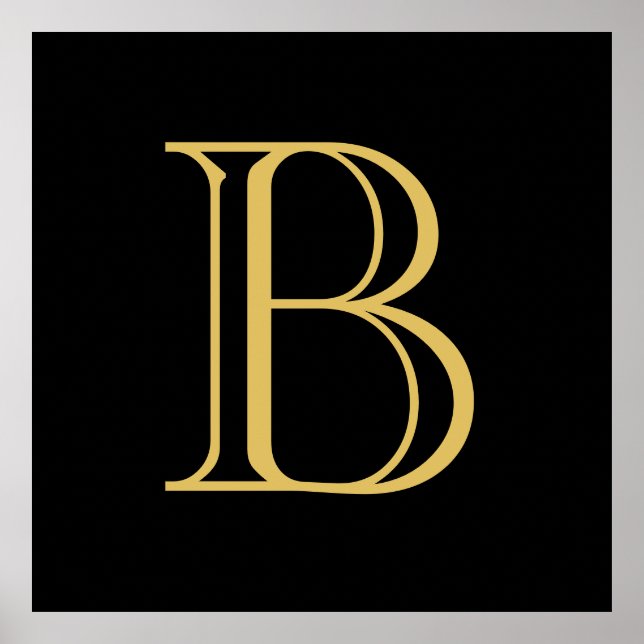 Poster Noir couleur or Monogramme professionnel Calligrap (Devant)