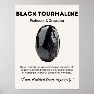 Poster Noir cristal de pierre Tourmaline Signification