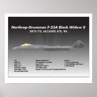 Poster noir de 20x16 Northrop F-23A Widow II