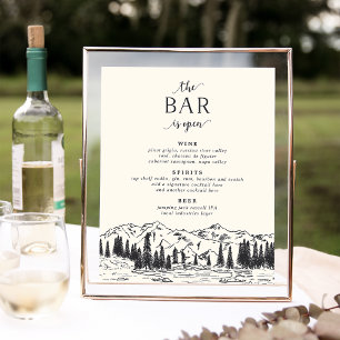 Poster Noir de cendre   Barre de menu Mariage Esquisse - 