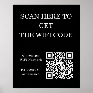 Poster noir de code QR WiFi - Recherche d'accès