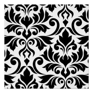 Poster Noir de l'art I de damassé de Flourish sur le