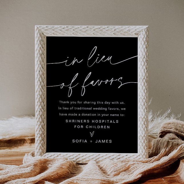 Poster NOIR En Lieu Et Place Des Faveurs Mariage Dons Sig (Créateur téléchargé)