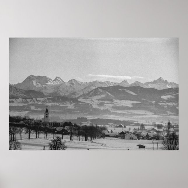 Poster Noir et blanc 1968 Allemagne ville d'hiver Bavière (Devant)