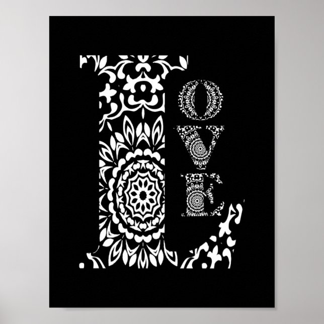 Poster Noir et blanc Art Lacy Amour à motifs (Devant)