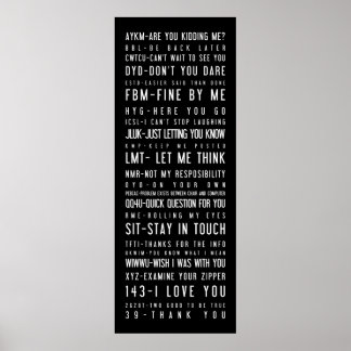 Poster noir et blanc avec argot internet