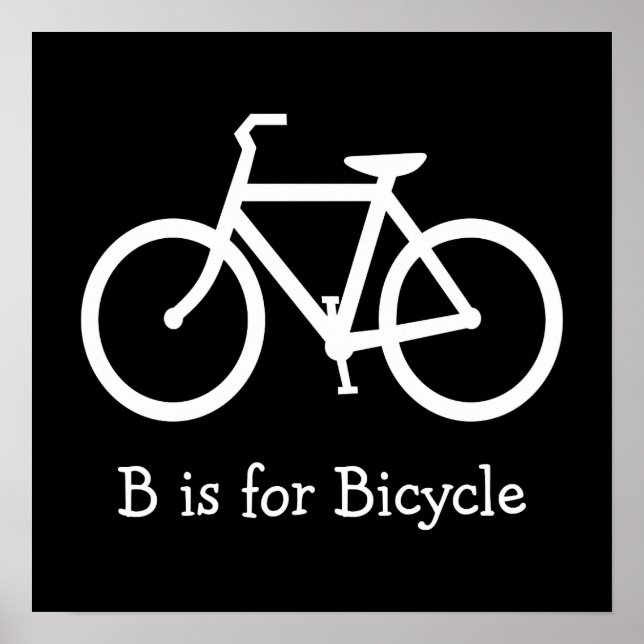 Poster Noir et blanc B est pour vélo (Devant)