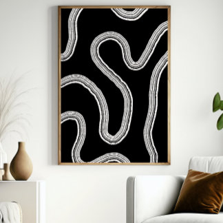 Poster noir et blanc d'art Abstrait moderne
