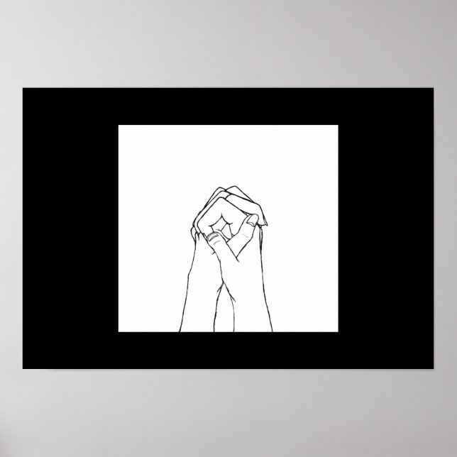 Poster noir et blanc Holding Hands (Devant)
