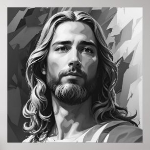Poster noir et blanc Jésus
