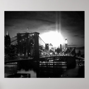 Poster Noir et blanc New York City Brooklyn Bridge