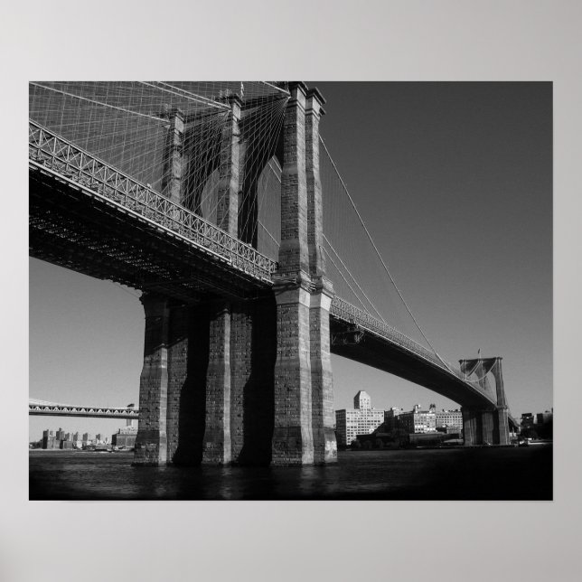 Poster Noir et blanc New York City Brooklyn Bridge (Devant)