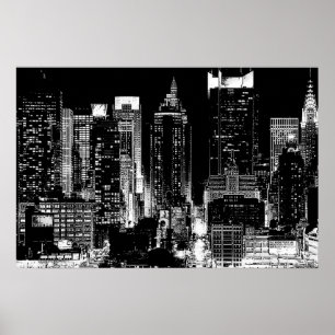 Poster noir et blanc New York City Night