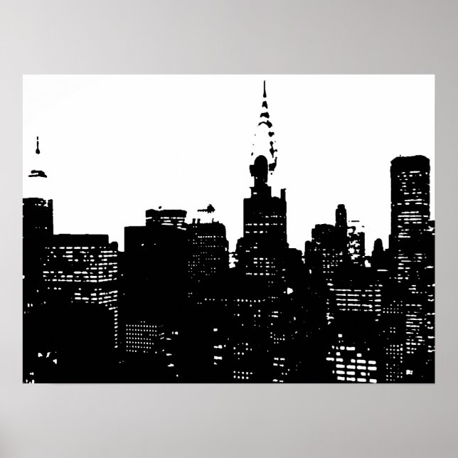Poster noir et blanc New York City Pop Art (Devant)