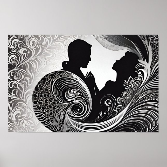 Poster Noir et blanc Silent Vow Silhouette Histoire d'amo (Devant)