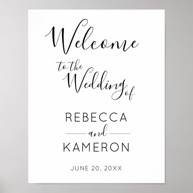 Poster Noir et blanc Simple mariage élégant Accueil (Devant)