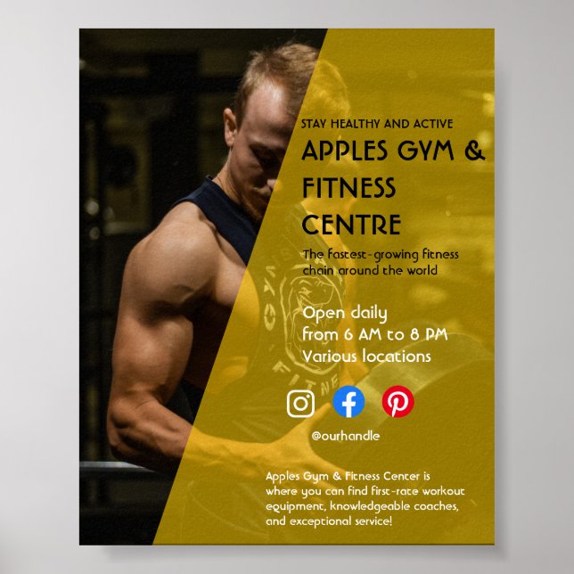 Poster noir et jaune Photo gymnase personnelle fit Fl (Devant)