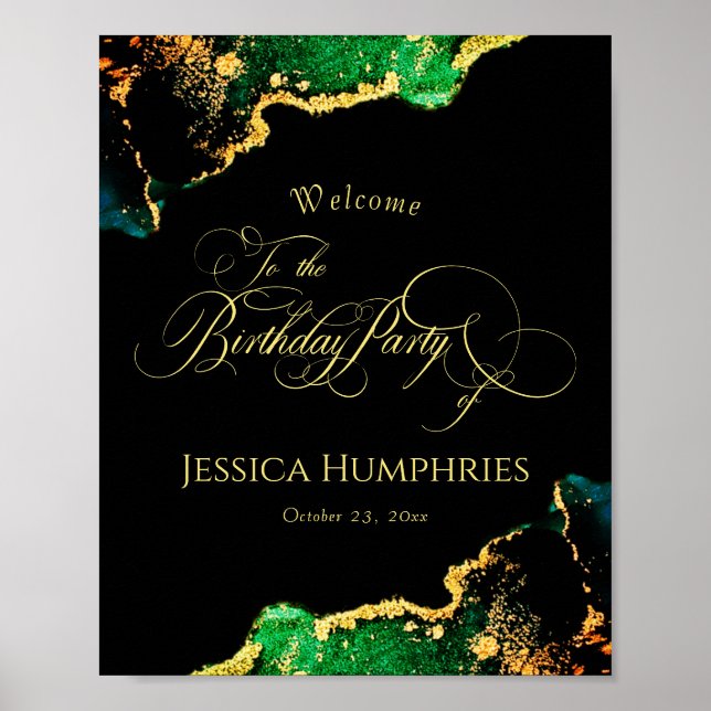 Poster Noir et Moody Emerald Bronze Anniversaire Bienvenu (Devant)