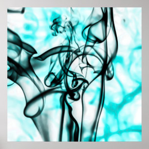 Poster Noir et motif abstrait de fumée de Teal d'Aqua