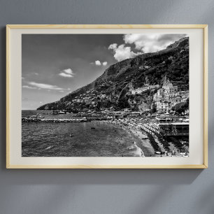 Poster noir et photo de la côte d'Amalfi