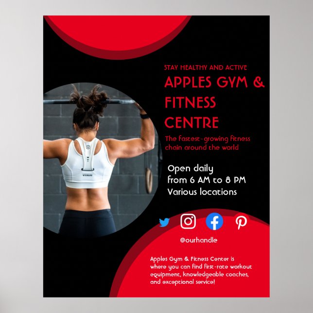 Poster noir et rouge Photo gymnase gymnase gymnase person (Devant)