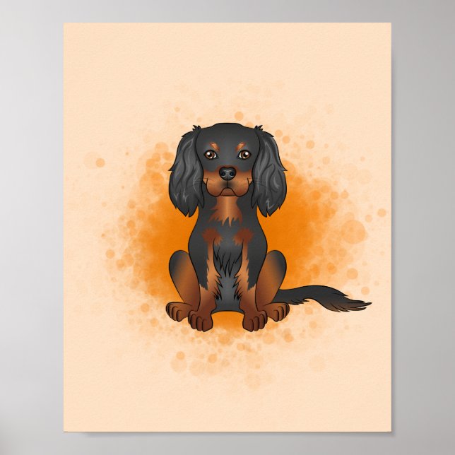 Poster Noir Et Tan Cavalier Roi Charles Sur Orange (Devant)