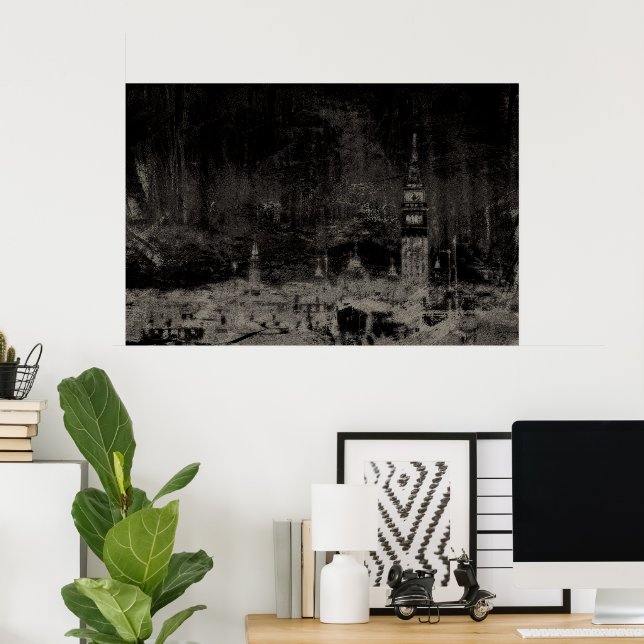 Poster Noir et Taupe en survol Skyline Venise Italie (Bureau à domicile)