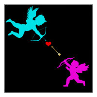Poster noir garçon & Gilr Angels Arrow Red Heart