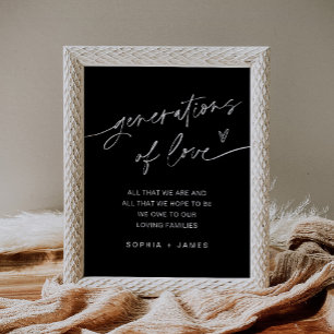Poster NOIR Générations de l'Amour Panneau de Mariage