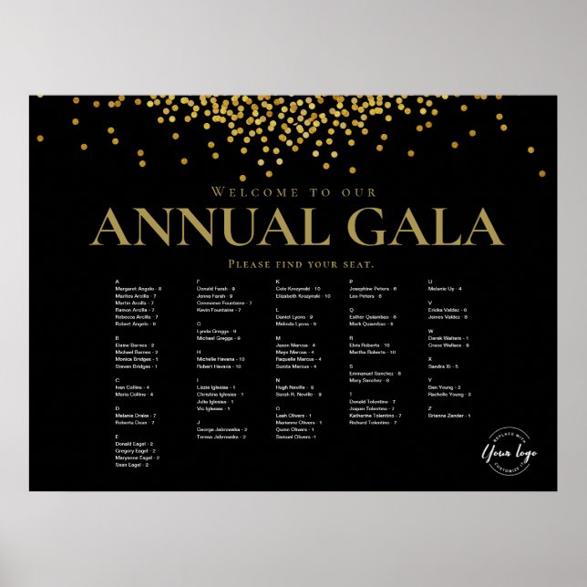 Poster Noir Gold confetti Société Organigramme des événem (Devant)