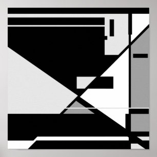 Poster Noir gris blanc "homme assis" conception géométriq