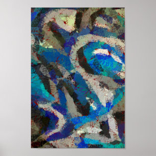 Poster noir gris bleu art abstrait peinture moderne