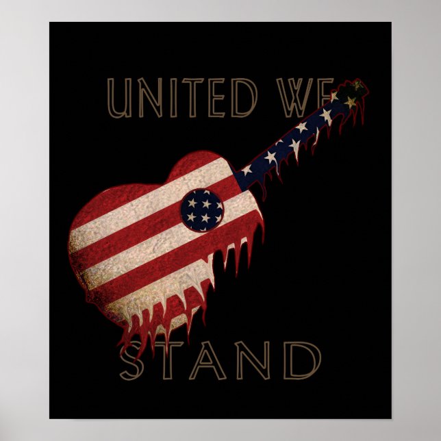 Poster - Noir - Guitare américain Drapeau - Noir (Devant)