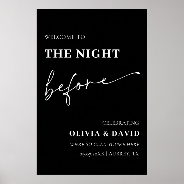 Poster Noir La Nuit Avant Le Dîner De Répétition Bienvenu (Devant)