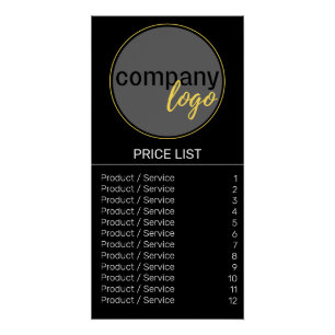 POSTER NOIR MINIMALISTE BUSINESS LOGO MARQUÉ PRIX LISTE