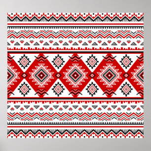 Poster Noir noir rouge, motifs ukrainiens.