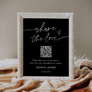Poster NOIR Partagez l'Amour Mariage Code QR de photo