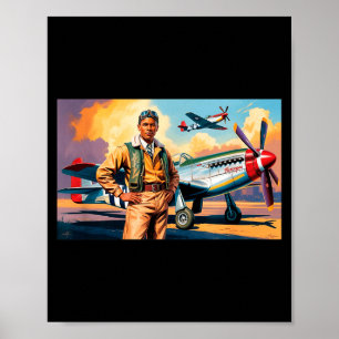 Poster Noir Rétro Aviateurs Histoire des Noirs Seconde Gu