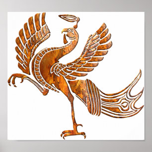 Poster Noir rouge de rouille d'oiseau