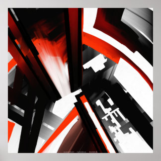 Poster Noir rouge et blanc Abstrait