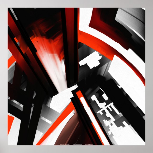 Poster Noir rouge et blanc Abstrait (Devant)